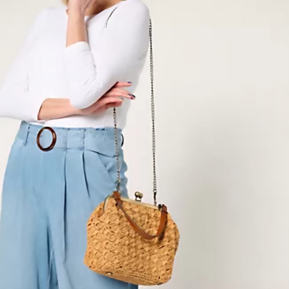Patricia Nash Elara Straw Frame Crossbody with Chain & Leather Straps Natural🤍 - Picture 4 of 14